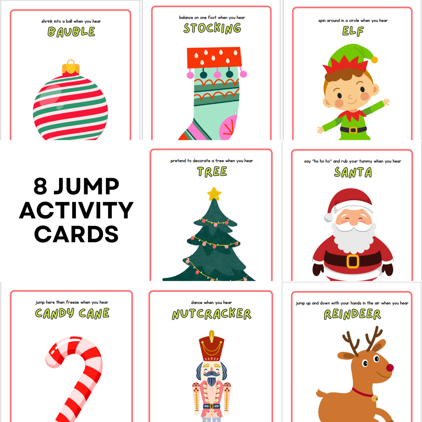 Christmas Card Jump Activity for Kids DIY Advent Calendar - Digital Download Only (print at home)