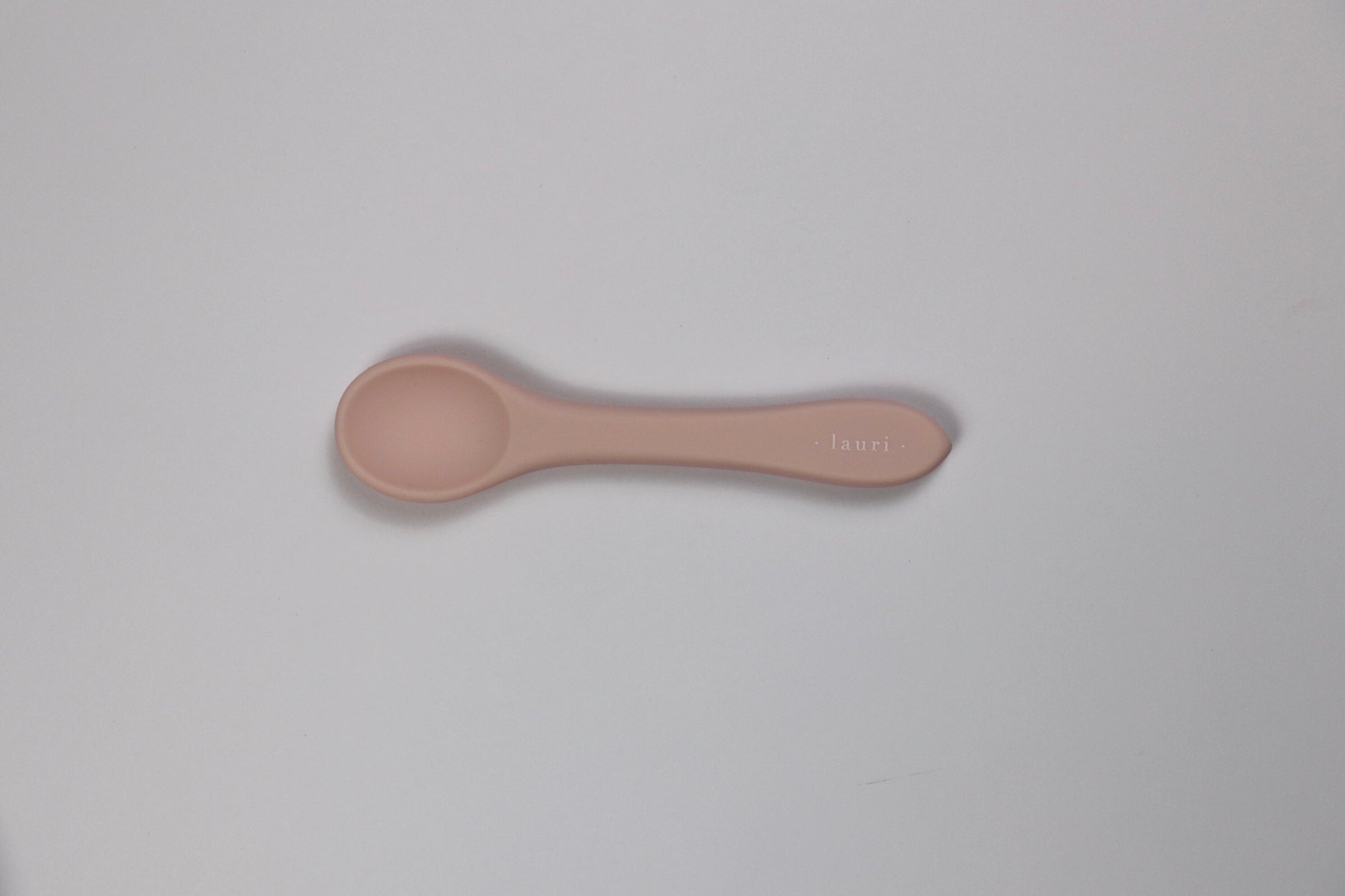 Silicone baby spoon , natural soft colour, blush pink, Lauri Australia
