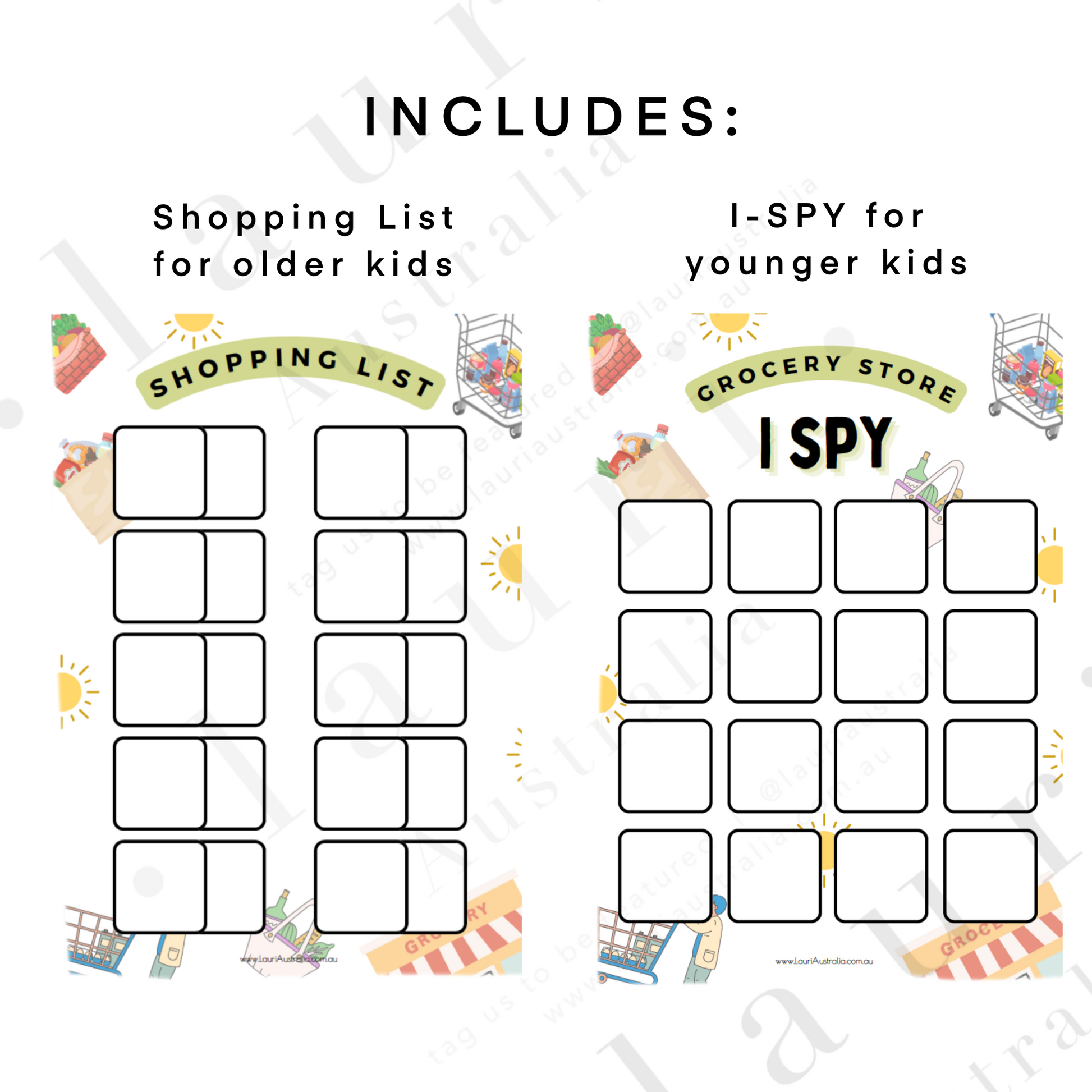 Our kids shopping list pack provides a wonderful opportunity for language development, colour identification, familiarity with household items, and motor skills. Incorporating this interactive and reusable activity is the perfect way to prevent your toddler from having a meltdown at the shops. Toddler grocery shopping list, Kids shopping list. Reusable Grocery Store List for Kids, Kid Activities, Reusable List, Printable List, Preschool Activity, My Shopping List