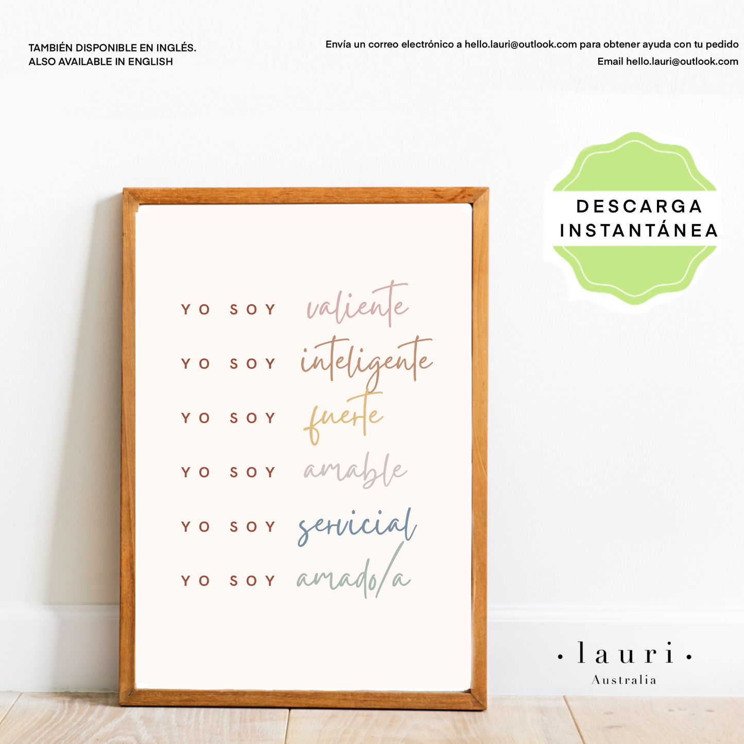 Spanish Positive Affirmations for Kids - Cartel de afirmaciones positivas para niños - DESCARGA DIGITAL Imprimible - Boho Muted Colors