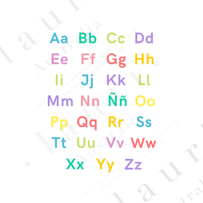 Spanish Bright Alphabet Poster - Póster Brillante del Alfabeto para Guardería y Aula DESCARGA DIGITAL