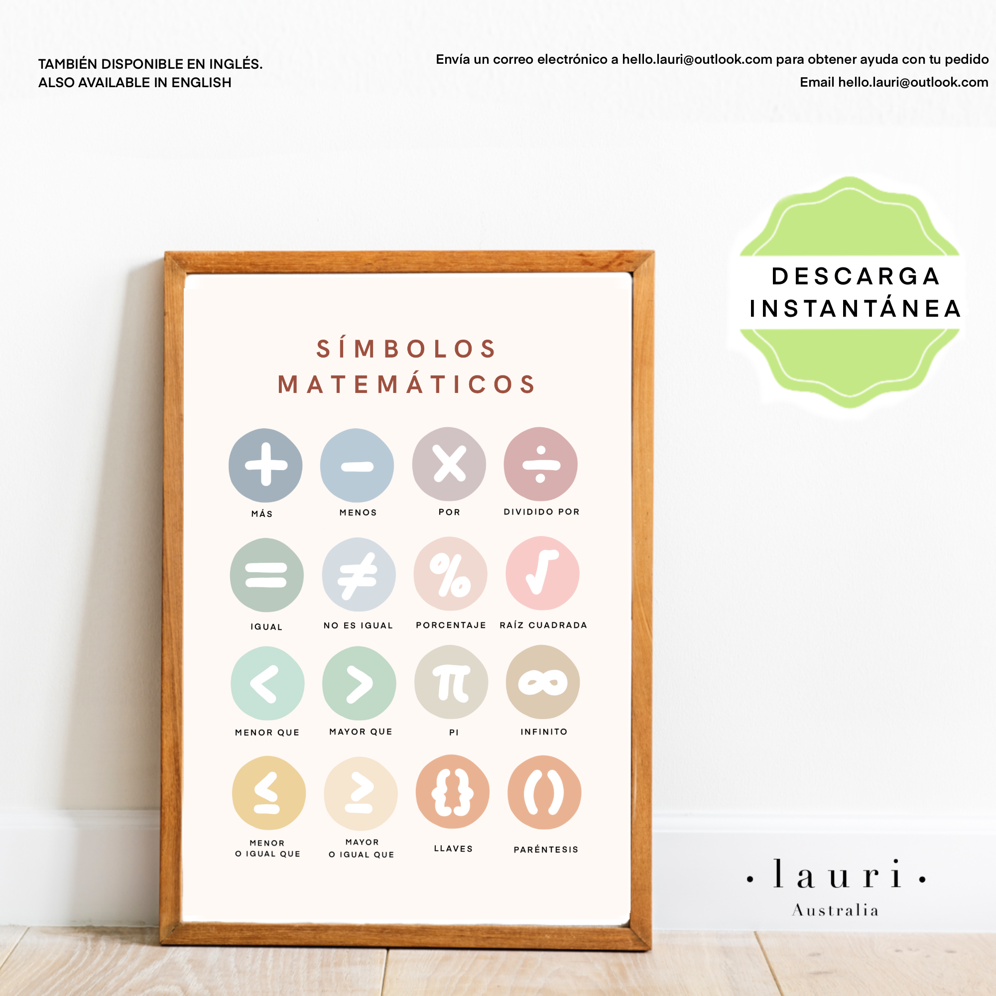 Math Signs In Spanish Spanish Boho Math Symbols Poster - Cartel de símbolos matemáticos boho ...