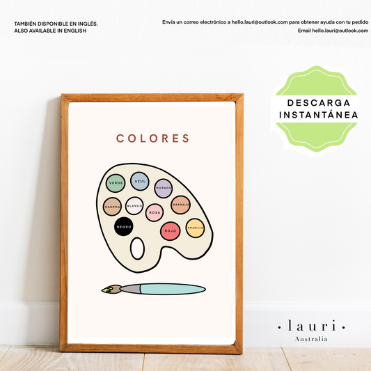 Spanish Boho Colours Poster - Póster Boho Colors para Guardería y Aula DESCARGA DIGITAL