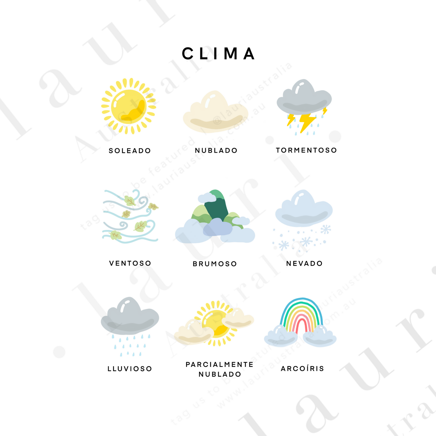 Spanish "The Weather" Poster -  Póster Educativo del Clima para la Esquina Tranquila de los Niños - DESCARGA DIGITAL