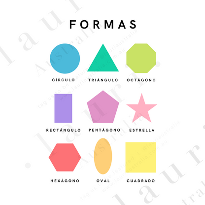 Spanish Bright Shapes Poster - Póster de Formas Brillantes para Guardería y Aula DESCARGA DIGITAL