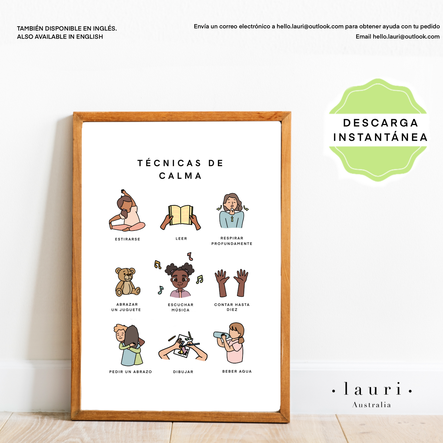 Spanish Calming Techniques for Kids Poster - Póster de Técnicas de Calma para Niños - Impresión para el Rincón Tranquilo - DESCARGA DIGITAL Imprimible