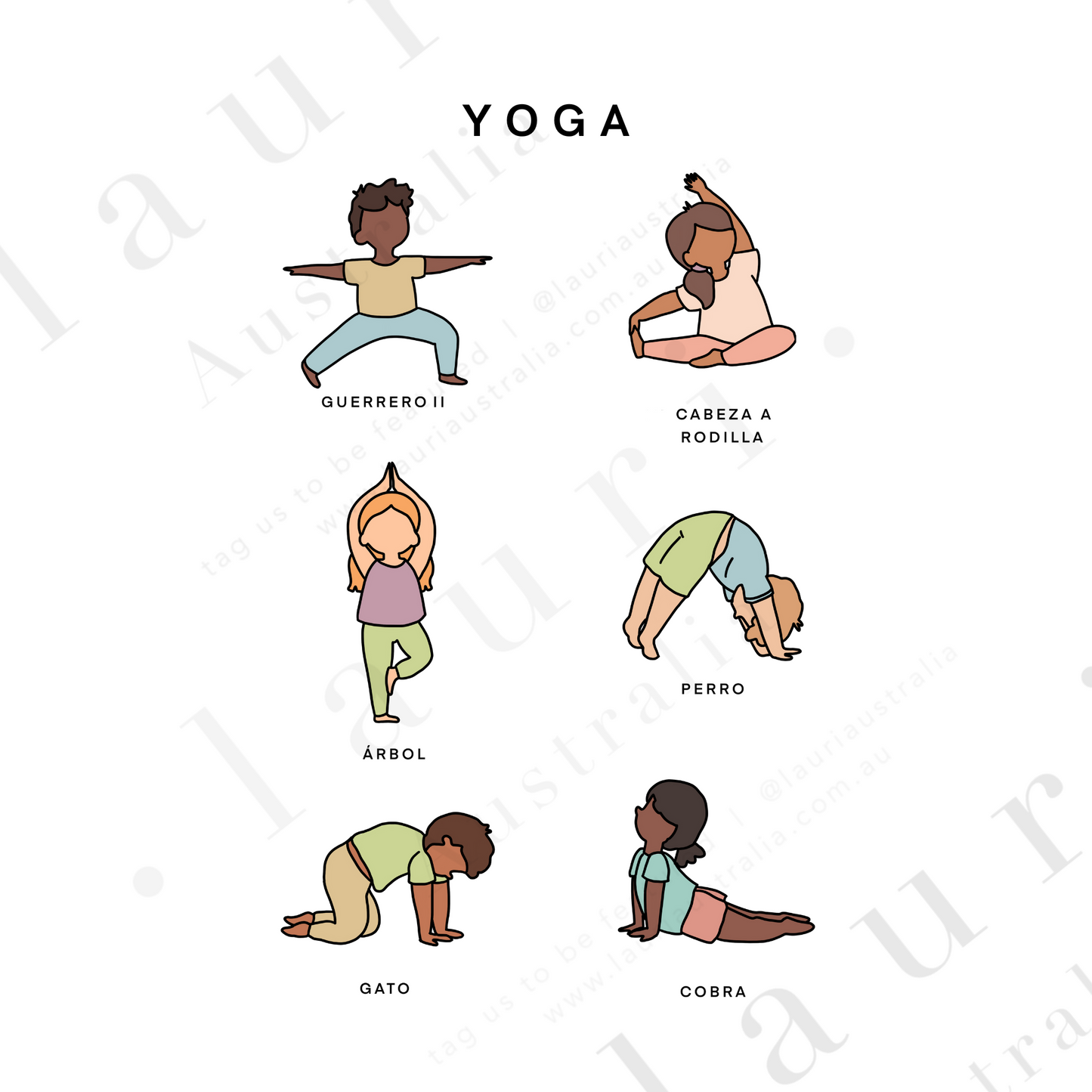 Spanish Yoga for Kids Poster -Póster de Yoga para Niños: Impresión para el Rincón de Calma - DESCARGA DIGITAL Imprimible