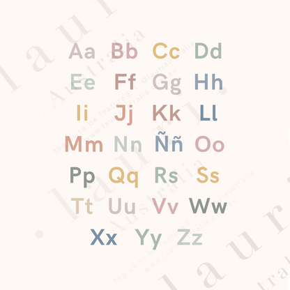 Spanish Boho Muted Alphabet Poster - Póster digital descargable del alfabeto boho suave para el aula de niños