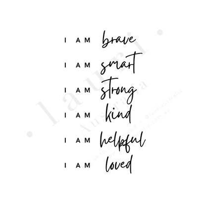 This simple, minimalistic affirmations digital download poster is designed to inspire and motivate kids of all ages with positive affirmations about themselves. Daily affirmations are great to create positive self esteem within children and help them to understand “I am enough” using bright and colourful rainbow tones sold by. Lauri Australia