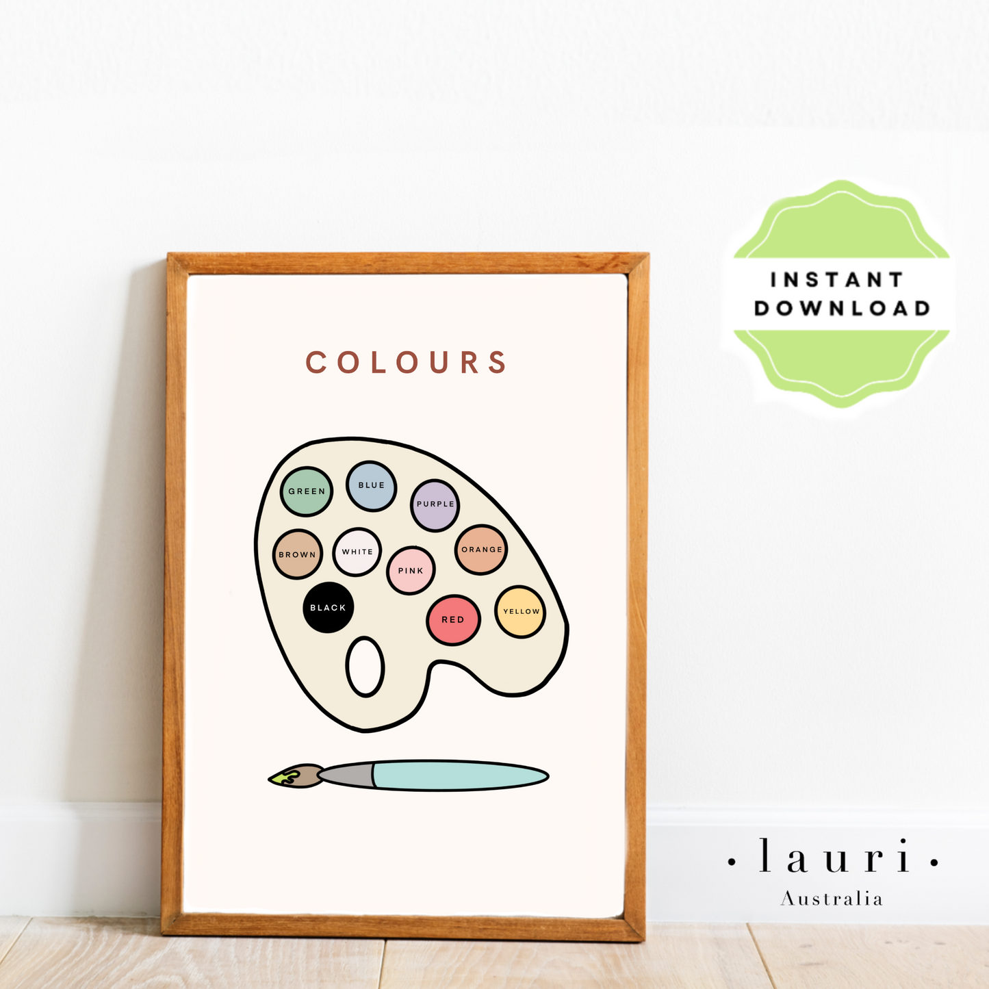 This is a digital download of a poster that displays the features 9 colours  in lovely muted, boho, rainbow colour palette. This digital download print includes shapes of a triangle, circle and square and more! Perfect for home education or as classroom décor. This print is the perfect wall art print to decorate your child's bedroom, nursery or homeschool classroom. 