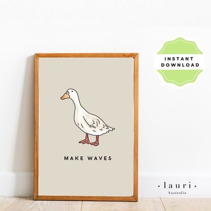 Duck illustration "Make Waves" Poster Feelings Poster, Emotions Chart, Muted Boho Classroom Decor, DIGITAL DOWNLOAD, Montessori Homeschool Decor, Feelings Print, Printable Poster, Educational Poster, Bedroom art, childrens nursery decor, words to feelings chart Breathe In Breathe Out Poster, Clam down corner Calming techniques strategies poster Montessori Homeschool Decor, classroom management tools