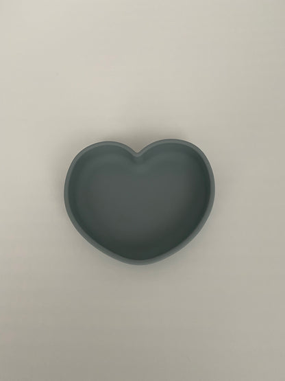 Silicone Suction Plate - Loveheart - Ocean Blue