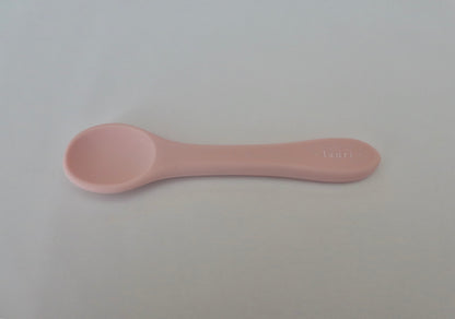 Silicone baby spoon , natural soft colour, blush pink, Lauri Australia