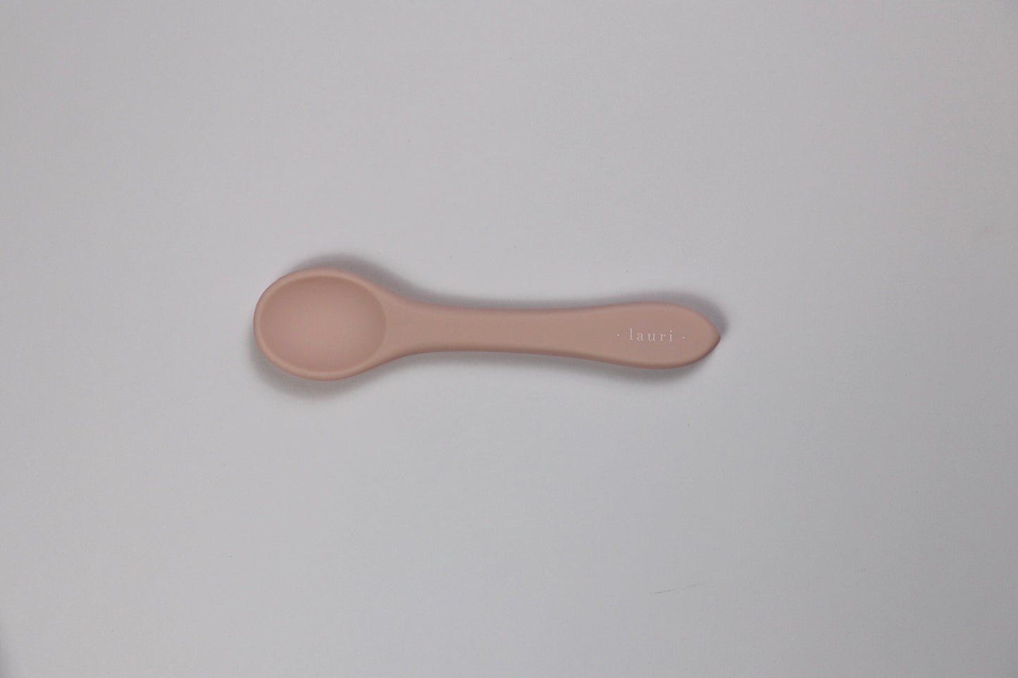 Silicone baby spoon , natural soft colour, blush pink, Lauri Australia