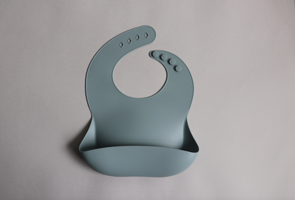 Silicone Baby Bib with pouch, BPA free, non-toxic, earthy natural colours and tones, ocean blue