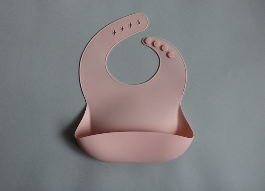 Soft Silicone Baby Bib with pouch, earthy tone, natural colour, blush pink, Lauri Australia