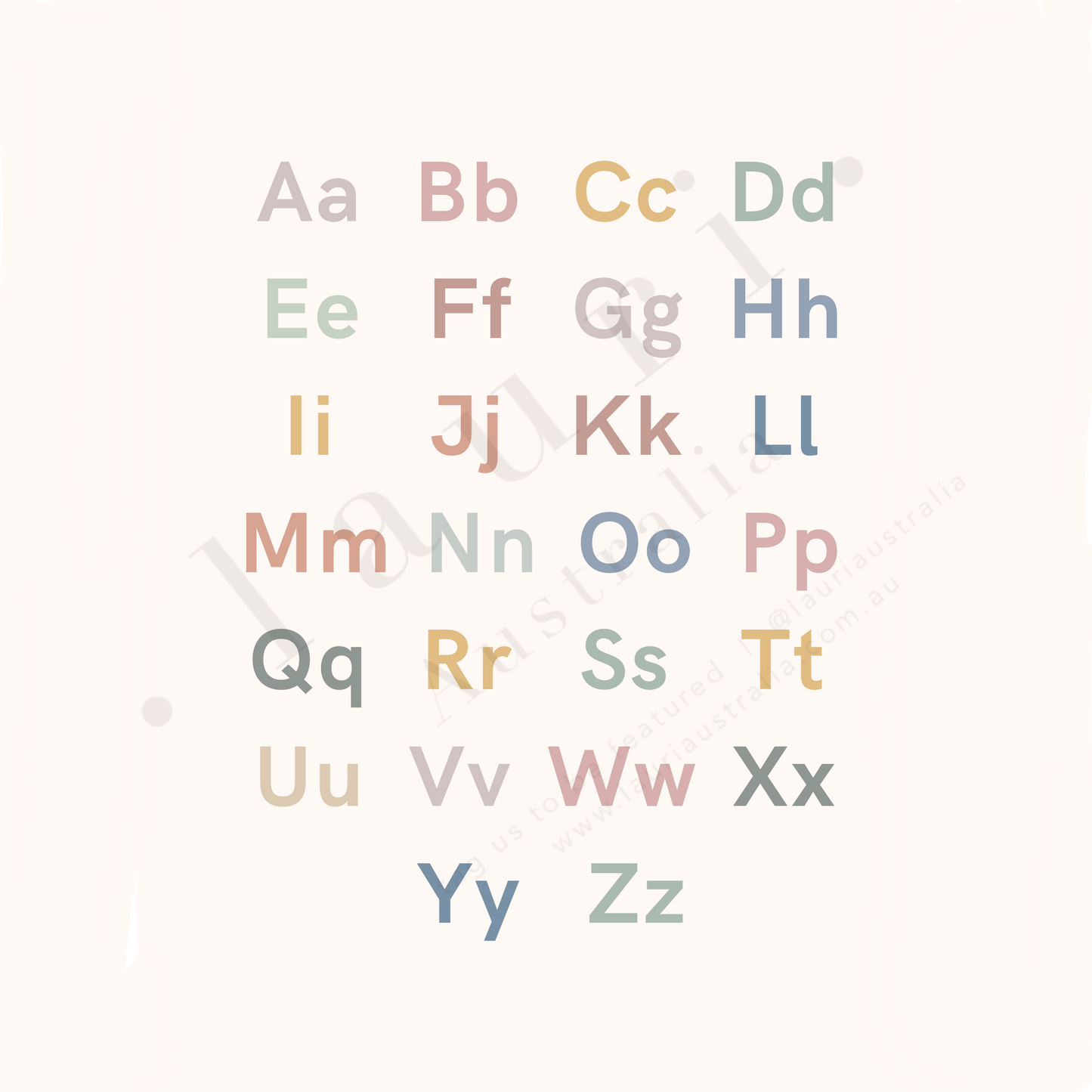 This is a digital download poster of a bright rainbow alphabet chart which is perfect for Montessori inspired homeschool classrooms, playrooms and childrens toddler nurseries or bedrooms too. At Lauri Australia we offer a huge range of educational posters and wall art designs, featuring both boho muted tones and bright rainbow colours. We offer shapes posters, alphabet prints, animal alphabet vegan leather posters, positive affirmations for kids